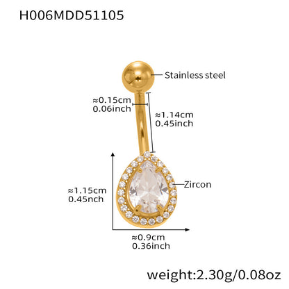 316L Stainless Steel 18K Gold PVD Zircon Belly Button Ring - Zircon, DIY Piercing, Modern, Minimalist Wholesale Stainless Steel Jewelry - Sensitive Skin Friendly - Detail 26