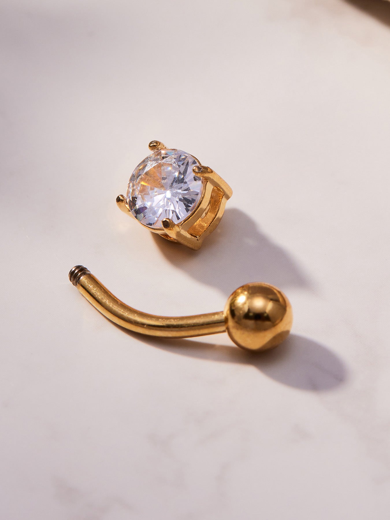 316L Stainless Steel 18K Gold PVD Zircon Belly Button Ring - Zircon, DIY Piercing, Modern, Minimalist Wholesale Stainless Steel Jewelry - Sensitive Skin Friendly - Detail 28