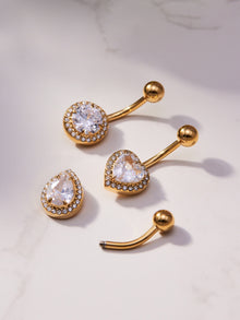 316L Stainless Steel 18K Gold PVD Zircon Belly Button Ring - Zircon, DIY Piercing, Modern, Minimalist Wholesale Stainless Steel Jewelry - Sensitive Skin Friendly - Detail 4