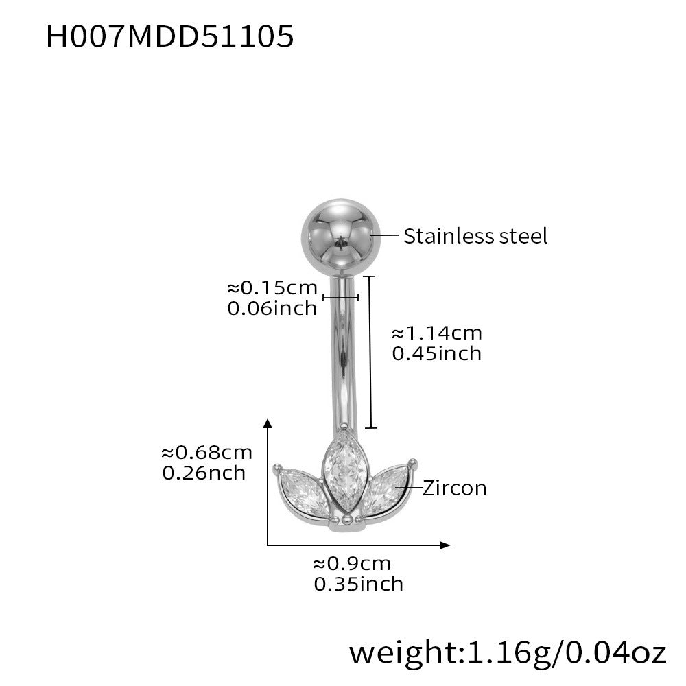 316L Stainless Steel 18K Gold PVD Zircon Belly Button Ring - Zircon, DIY Piercing, Modern, Minimalist Wholesale Stainless Steel Jewelry - Sensitive Skin Friendly - Detail 6