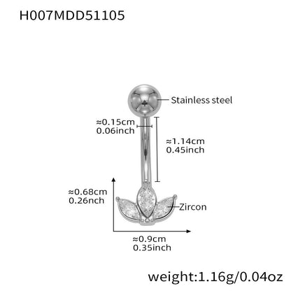 316L Stainless Steel 18K Gold PVD Zircon Belly Button Ring - Zircon, DIY Piercing, Modern, Minimalist Wholesale Stainless Steel Jewelry - Sensitive Skin Friendly - Detail 6