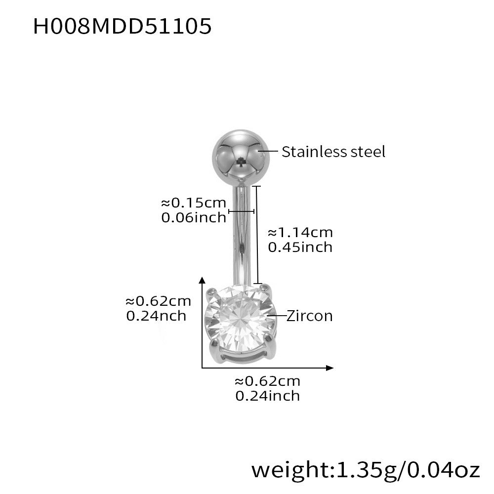316L Stainless Steel 18K Gold PVD Zircon Belly Button Ring - Zircon, DIY Piercing, Modern, Minimalist Wholesale Stainless Steel Jewelry - Sensitive Skin Friendly - Detail 7