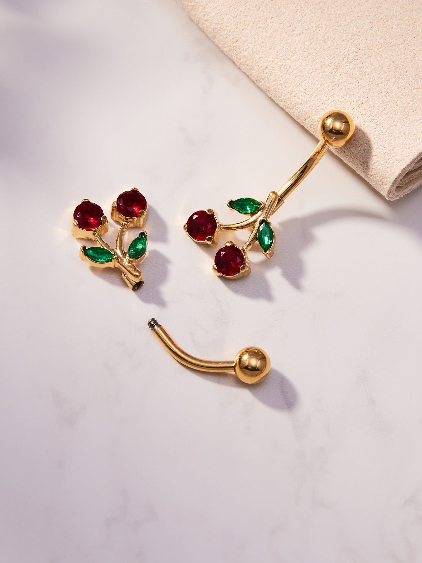 Gold CZ belly button ring styling detail for piercing jewelry wholesale, trendy navel accessory