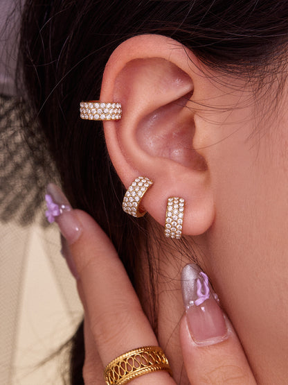 316L Stainless Steel 18K Gold PVD Zircon C-Shaped Ear Cuff Earrings - Minimalist C-Shaped Zircon Ear Cuff Wholesale Stainless Steel Jewelry - Sensitive Skin Friendly - Detail 1