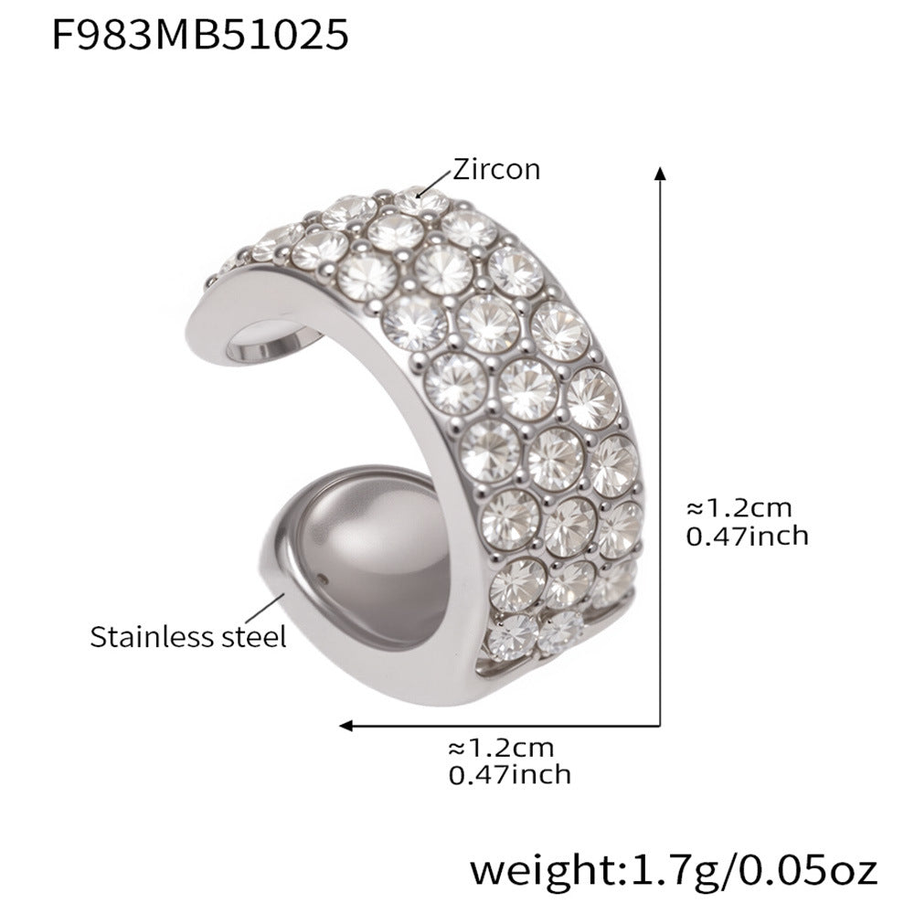 316L Stainless Steel 18K Gold PVD Zircon C-Shaped Ear Cuff Earrings - Minimalist C-Shaped Zircon Ear Cuff Wholesale Stainless Steel Jewelry - Sensitive Skin Friendly - Detail 12