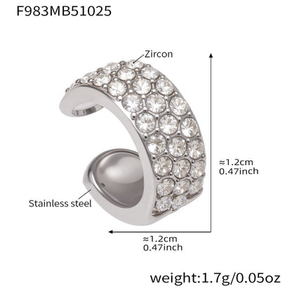 316L Stainless Steel 18K Gold PVD Zircon C-Shaped Ear Cuff Earrings - Minimalist C-Shaped Zircon Ear Cuff Wholesale Stainless Steel Jewelry - Sensitive Skin Friendly - Detail 12