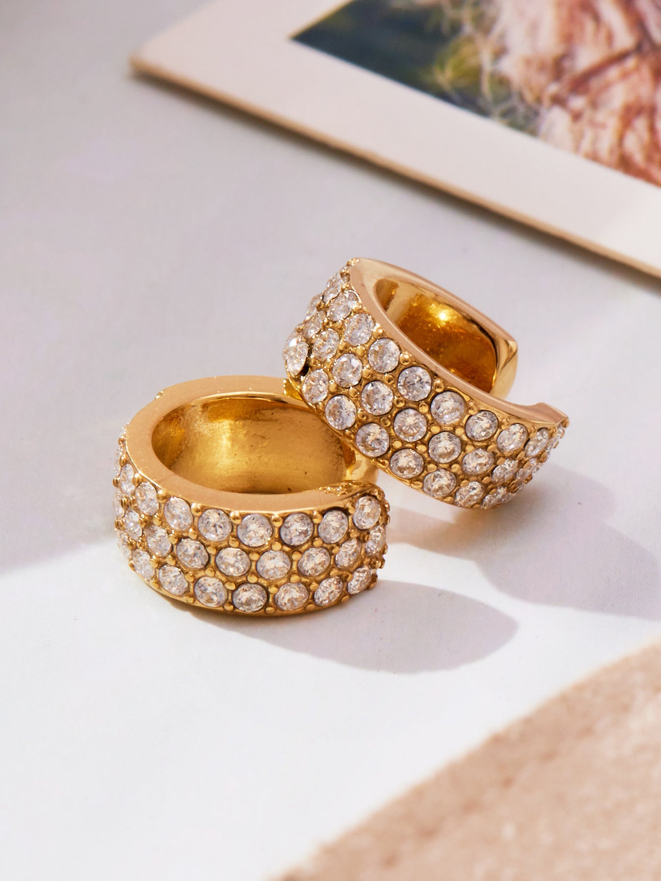 316L Stainless Steel 18K Gold PVD Zircon C-Shaped Ear Cuff Earrings - Minimalist C-Shaped Zircon Ear Cuff Wholesale Stainless Steel Jewelry - Sensitive Skin Friendly - Detail 5