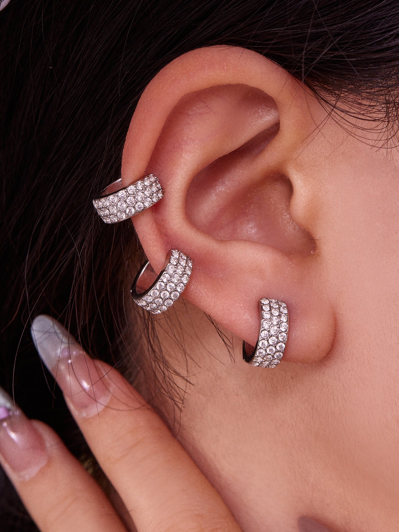 316L Stainless Steel 18K Gold PVD Zircon C-Shaped Ear Cuff Earrings - Minimalist C-Shaped Zircon Ear Cuff Wholesale Stainless Steel Jewelry - Sensitive Skin Friendly - Detail 8