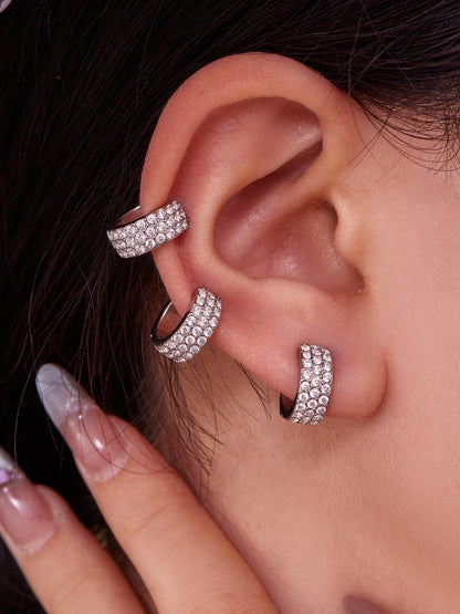 316L Stainless Steel 18K Gold PVD Zircon C-Shaped Ear Cuff Earrings - Minimalist C-Shaped Zircon Ear Cuff Wholesale Stainless Steel Jewelry - Sensitive Skin Friendly - Detail 8