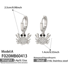 316L Stainless Steel 18K Gold PVD Zircon Crab Huggie Earrings - Crab, Zircon, Huggie, Minimalist Wholesale Stainless Steel Jewelry - Sensitive Skin Friendly - Detail 1