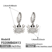 316L Stainless Steel 18K Gold PVD Zircon Crab Huggie Earrings - Crab, Zircon, Huggie, Minimalist Wholesale Stainless Steel Jewelry - Sensitive Skin Friendly - Detail 11