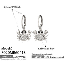 316L Stainless Steel 18K Gold PVD Zircon Crab Huggie Earrings - Crab, Zircon, Huggie, Minimalist Wholesale Stainless Steel Jewelry - Sensitive Skin Friendly - Detail 14