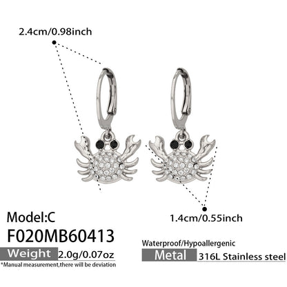 316L Stainless Steel 18K Gold PVD Zircon Crab Huggie Earrings - Crab, Zircon, Huggie, Minimalist Wholesale Stainless Steel Jewelry - Sensitive Skin Friendly - Detail 14