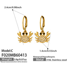 316L Stainless Steel 18K Gold PVD Zircon Crab Huggie Earrings - Crab, Zircon, Huggie, Minimalist Wholesale Stainless Steel Jewelry - Sensitive Skin Friendly - Detail 15