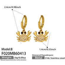 316L Stainless Steel 18K Gold PVD Zircon Crab Huggie Earrings - Crab, Zircon, Huggie, Minimalist Wholesale Stainless Steel Jewelry - Sensitive Skin Friendly - Detail 4