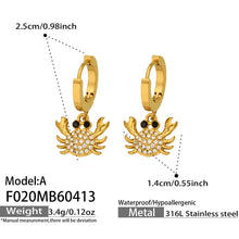 316L Stainless Steel 18K Gold PVD Zircon Crab Huggie Earrings - Crab, Zircon, Huggie, Minimalist Wholesale Stainless Steel Jewelry - Sensitive Skin Friendly - Detail 6