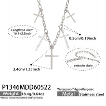 316L Stainless Steel 18K Gold PVD Zircon Cross Pendant Necklace - Vintage Gold Band Zircon Cross Wholesale Stainless Steel Jewelry - Sensitive Skin Friendly - Detail 1
