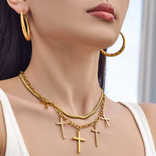 316L Stainless Steel 18K Gold PVD Zircon Cross Pendant Necklace - Vintage Gold Band Zircon Cross Wholesale Stainless Steel Jewelry - Sensitive Skin Friendly - Detail 3
