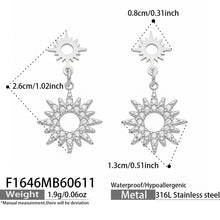 316L Stainless Steel 18K Gold PVD Zircon Dangle Earrings - Zircon Dangle Earrings, Elegant Design Wholesale Stainless Steel Jewelry - Sensitive Skin Friendly - Detail 7