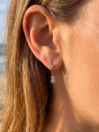 316L Stainless Steel 18K Gold PVD Zircon Delicate Hoop Earrings - Modern Zircon Hoop, Delicate Charm, Chic Wholesale Stainless Steel Jewelry - Sensitive Skin Friendly - Detail 10