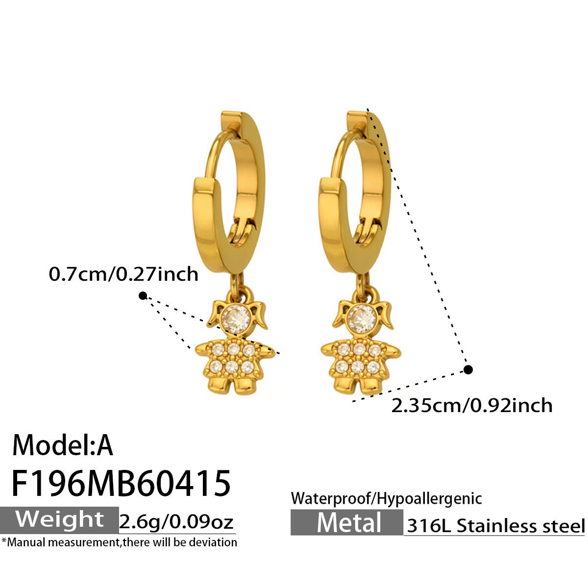 316L Stainless Steel 18K Gold PVD Zircon Delicate Hoop Earrings - Modern Zircon Hoop, Delicate Charm, Chic Wholesale Stainless Steel Jewelry - Sensitive Skin Friendly - Detail 11