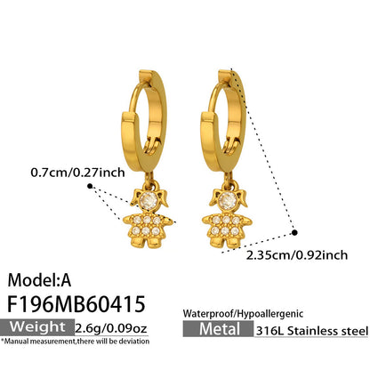 316L Stainless Steel 18K Gold PVD Zircon Delicate Hoop Earrings - Modern Zircon Hoop, Delicate Charm, Chic Wholesale Stainless Steel Jewelry - Sensitive Skin Friendly - Detail 11