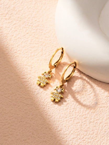 316L Stainless Steel 18K Gold PVD Zircon Delicate Hoop Earrings - Modern Zircon Hoop, Delicate Charm, Chic Wholesale Stainless Steel Jewelry - Sensitive Skin Friendly - Detail 12