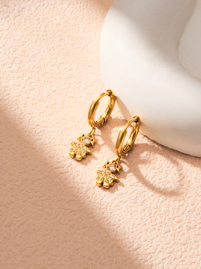 316L Stainless Steel 18K Gold PVD Zircon Delicate Hoop Earrings - Modern Zircon Hoop, Delicate Charm, Chic Wholesale Stainless Steel Jewelry - Sensitive Skin Friendly - Detail 4