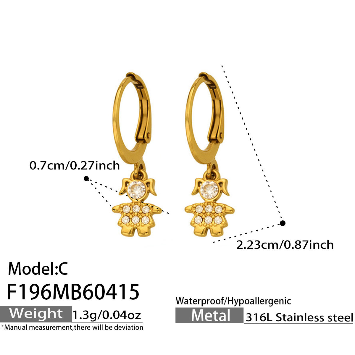 316L Stainless Steel 18K Gold PVD Zircon Delicate Hoop Earrings - Modern Zircon Hoop, Delicate Charm, Chic Wholesale Stainless Steel Jewelry - Sensitive Skin Friendly - Detail 5