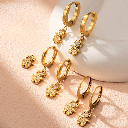 316L Stainless Steel 18K Gold PVD Zircon Delicate Hoop Earrings - Modern Zircon Hoop, Delicate Charm, Chic Wholesale Stainless Steel Jewelry - Sensitive Skin Friendly - Detail 6