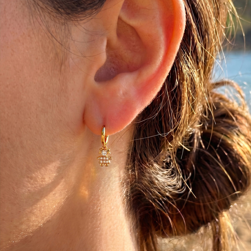 316L Stainless Steel 18K Gold PVD Zircon Delicate Hoop Earrings - Modern Zircon Hoop, Delicate Charm, Chic Wholesale Stainless Steel Jewelry - Sensitive Skin Friendly - Detail 7