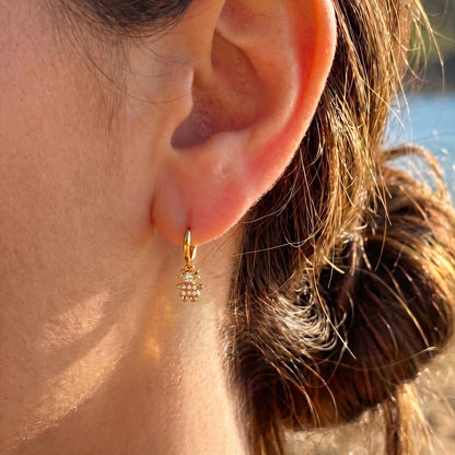 316L Stainless Steel 18K Gold PVD Zircon Delicate Hoop Earrings - Modern Zircon Hoop, Delicate Charm, Chic Wholesale Stainless Steel Jewelry - Sensitive Skin Friendly - Detail 7