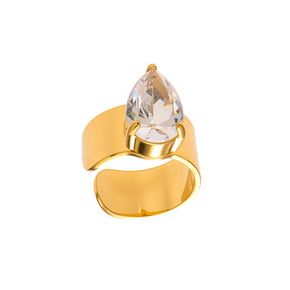 316L Stainless Steel 18K Gold PVD Zircon Ear Clips Earrings - Elegant Gold Zircon Wholesale Stainless Steel Jewelry - Sensitive Skin Friendly - Detail 2