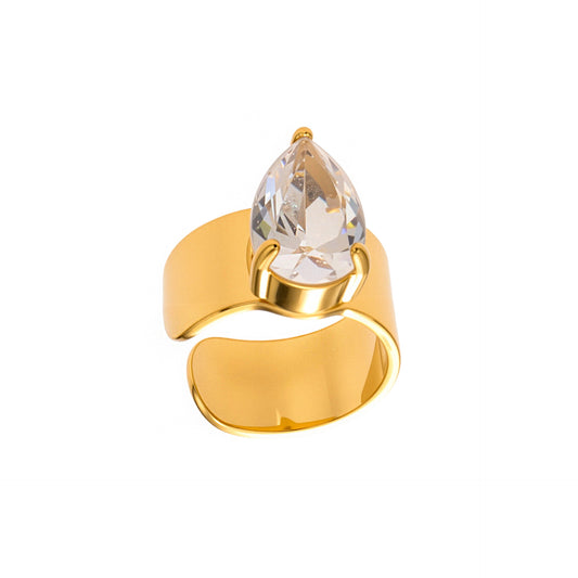 316L Stainless Steel 18K Gold PVD Zircon Ear Clips Earrings - Elegant Gold Zircon Wholesale Stainless Steel Jewelry - Sensitive Skin Friendly - Detail 2