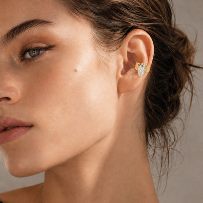 316L Stainless Steel 18K Gold PVD Zircon Ear Clips Earrings - Elegant Gold Zircon Wholesale Stainless Steel Jewelry - Sensitive Skin Friendly - Detail 5