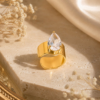 316L Stainless Steel 18K Gold PVD Zircon Ear Clips Earrings - Elegant Gold Zircon Wholesale Stainless Steel Jewelry - Sensitive Skin Friendly - Detail 7