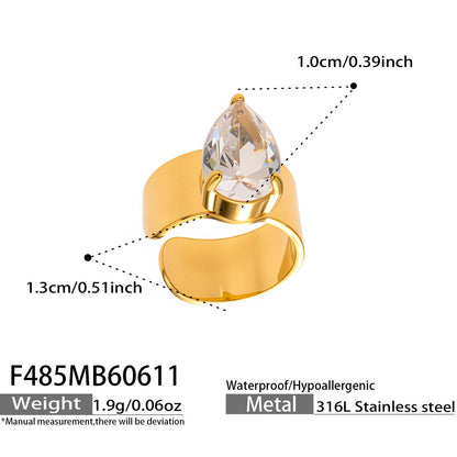 316L Stainless Steel 18K Gold PVD Zircon Ear Clips Earrings - Elegant Gold Zircon Wholesale Stainless Steel Jewelry - Sensitive Skin Friendly - Detail 8