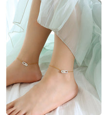 316L Stainless Steel 18K Gold PVD Zircon Faux Pearl Inlaid Light Luxury Anklet - Zircon Faux Pearl Inlaid, Light Luxury, Minimalist Wholesale Stainless Steel Jewelry - Sensitive Skin Friendly - Detail 3