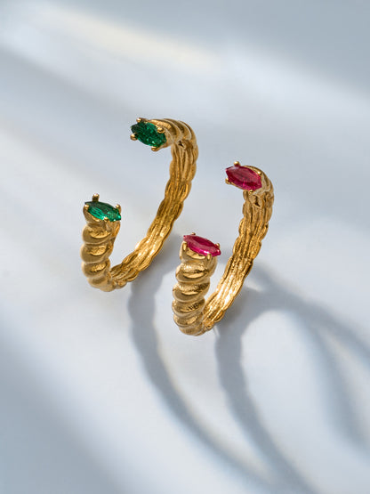 316L Stainless Steel 18K Gold PVD Zircon & Glass Stone Rings - Heart-shaped Ring, Zircon Ring, Glass Stone Ring, Adjustable Ring, Plain Band Ring, Gold Tone, Steel Tone, Minimalist, Luxury Wholesale Stainless Steel Jewelry - Sensitive Skin Friendly - Detail 25