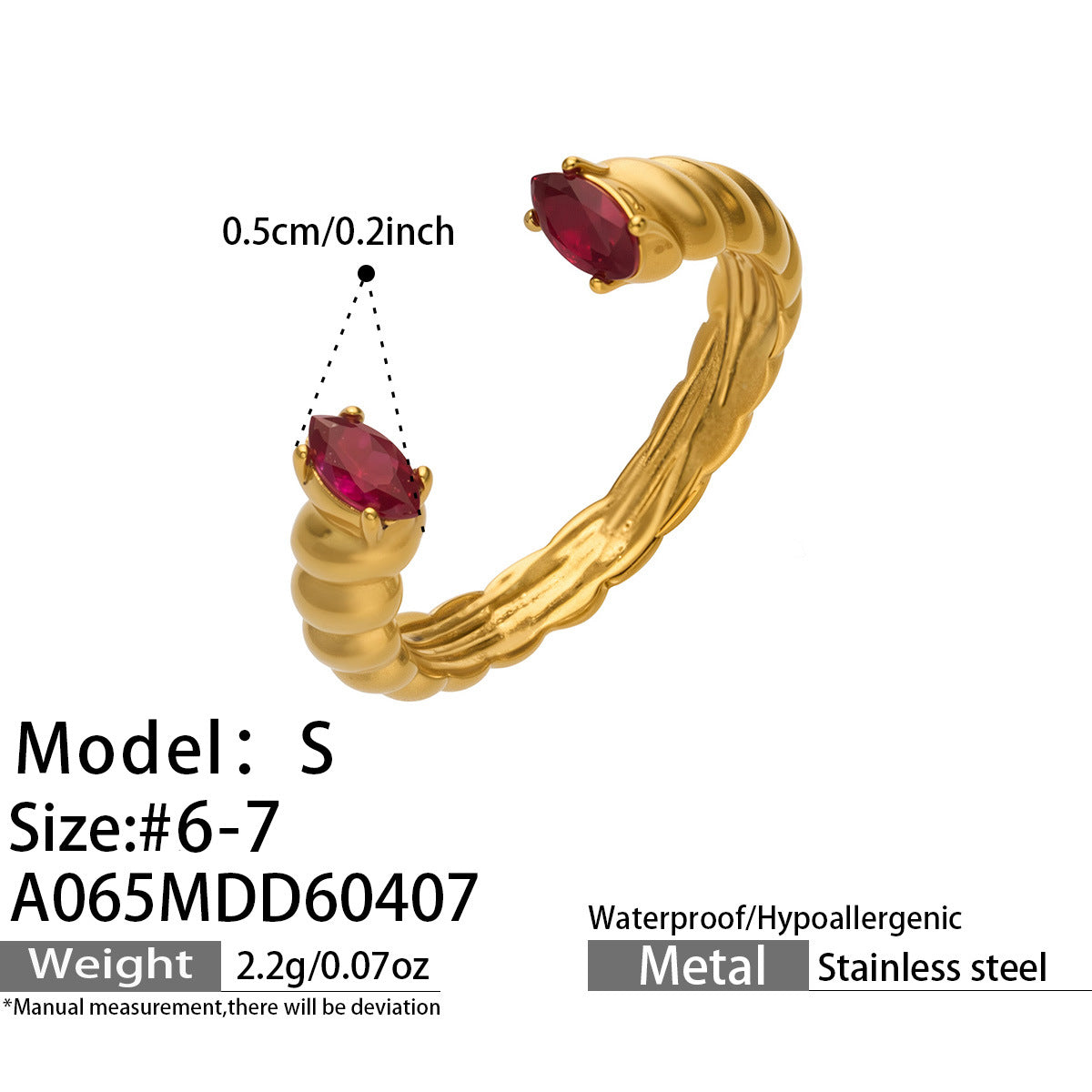 316L Stainless Steel 18K Gold PVD Zircon & Glass Stone Rings - Heart-shaped Ring, Zircon Ring, Glass Stone Ring, Adjustable Ring, Plain Band Ring, Gold Tone, Steel Tone, Minimalist, Luxury Wholesale Stainless Steel Jewelry - Sensitive Skin Friendly - Detail 26