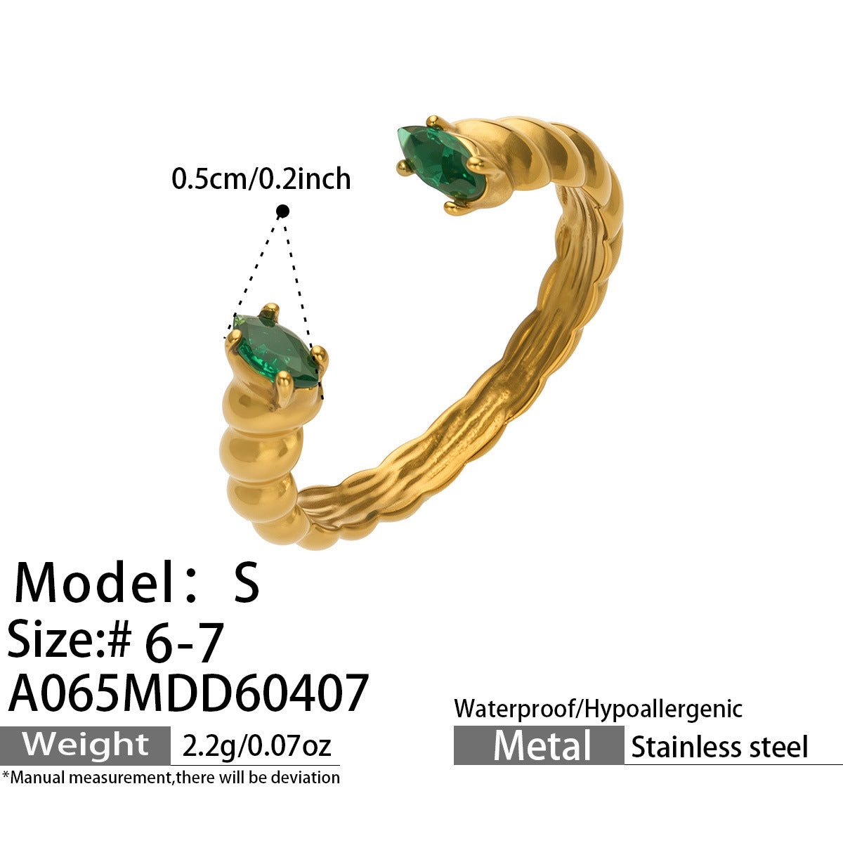 316L Stainless Steel 18K Gold PVD Zircon & Glass Stone Rings - Heart-shaped Ring, Zircon Ring, Glass Stone Ring, Adjustable Ring, Plain Band Ring, Gold Tone, Steel Tone, Minimalist, Luxury Wholesale Stainless Steel Jewelry - Sensitive Skin Friendly - Detail 28
