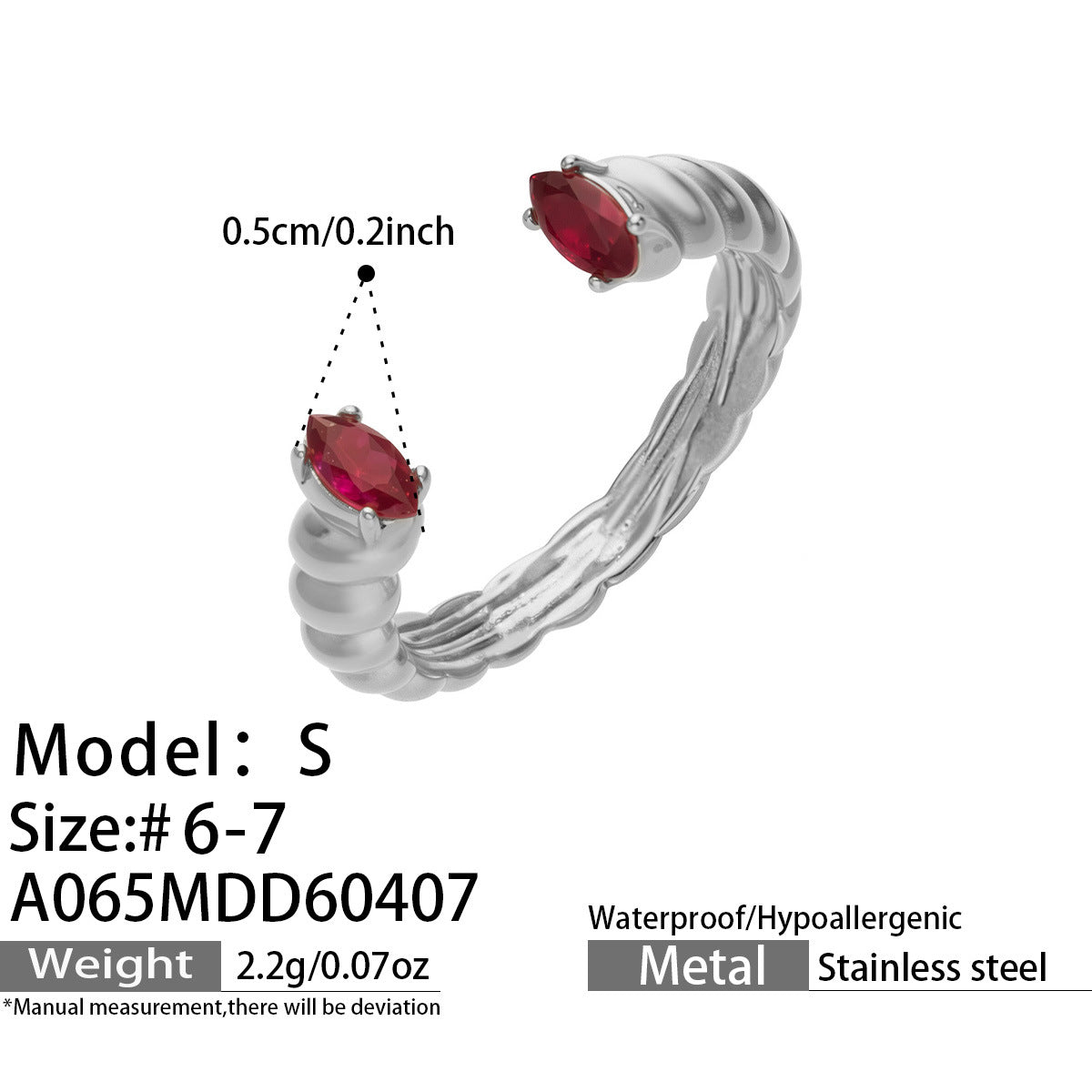 316L Stainless Steel 18K Gold PVD Zircon & Glass Stone Rings - Heart-shaped Ring, Zircon Ring, Glass Stone Ring, Adjustable Ring, Plain Band Ring, Gold Tone, Steel Tone, Minimalist, Luxury Wholesale Stainless Steel Jewelry - Sensitive Skin Friendly - Detail 33