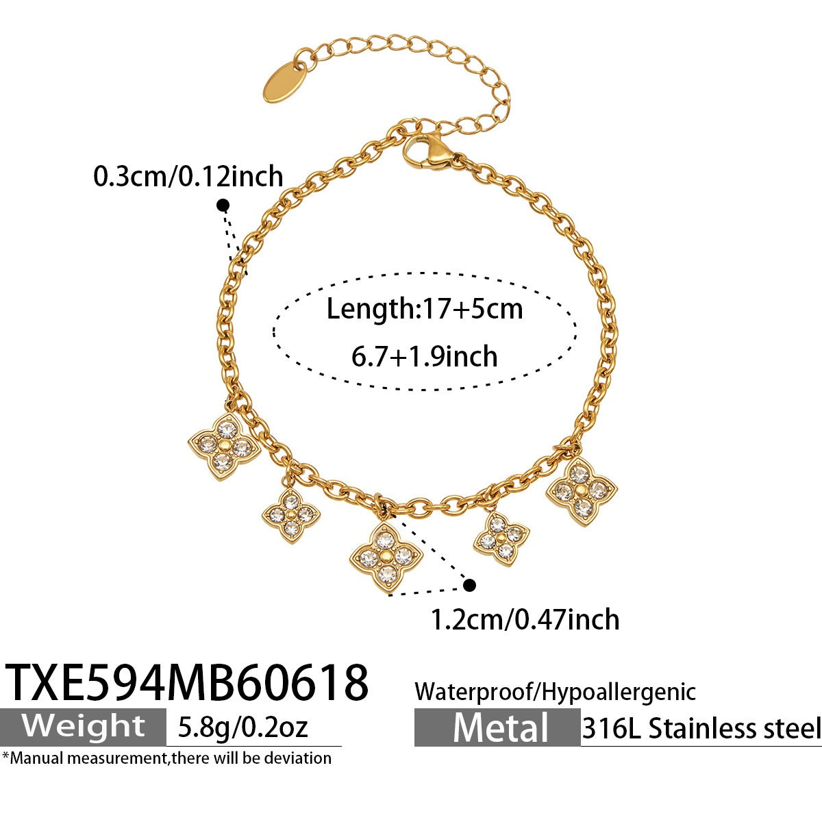 316L Stainless Steel 18K Gold PVD Zircon Heart Clover Pendant Necklace - Zircon Heart Clover Modern Pendant Wholesale Stainless Steel Jewelry - Sensitive Skin Friendly - Detail 7