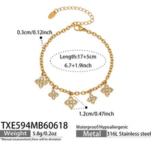 316L Stainless Steel 18K Gold PVD Zircon Heart Clover Pendant Necklace - Zircon Heart Clover Modern Pendant Wholesale Stainless Steel Jewelry - Sensitive Skin Friendly - Detail 7