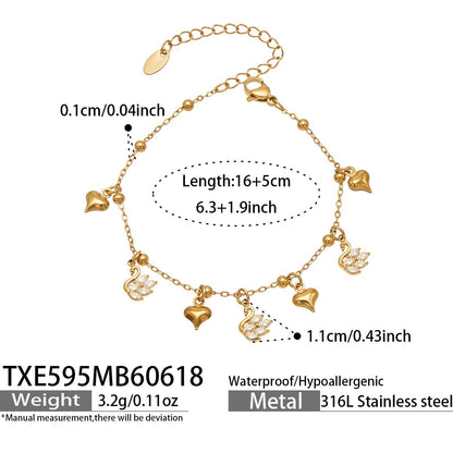 316L Stainless Steel 18K Gold PVD Zircon Heart Clover Pendant Necklace - Zircon Heart Clover Modern Pendant Wholesale Stainless Steel Jewelry - Sensitive Skin Friendly - Detail 8