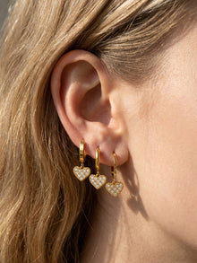 316L Stainless Steel 18K Gold PVD Zircon Heart Earrings - Heart, Zircon, Shiny, Versatile Wholesale Stainless Steel Jewelry - Sensitive Skin Friendly - Detail 4