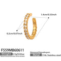 5A Cubic Zirconia 18K Gold PVD Clip On Earrings F559 / Default