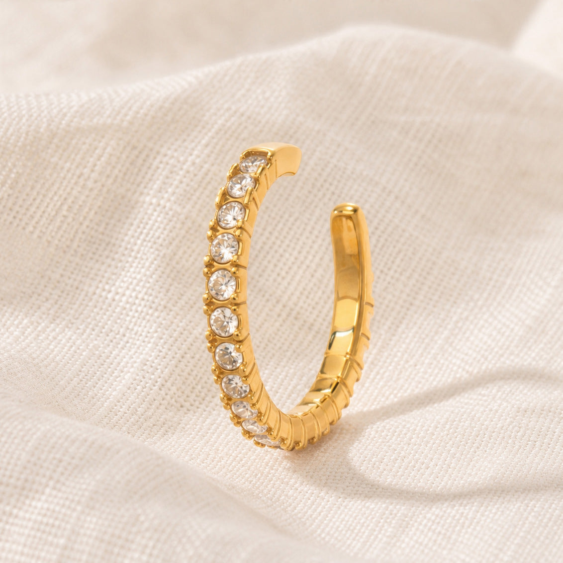 316L Stainless Steel 18K Gold PVD Zircon Inlaid Earrings Earrings - Zircon Inlaid Modern Earrings Wholesale Stainless Steel Jewelry - Sensitive Skin Friendly - Detail 2
