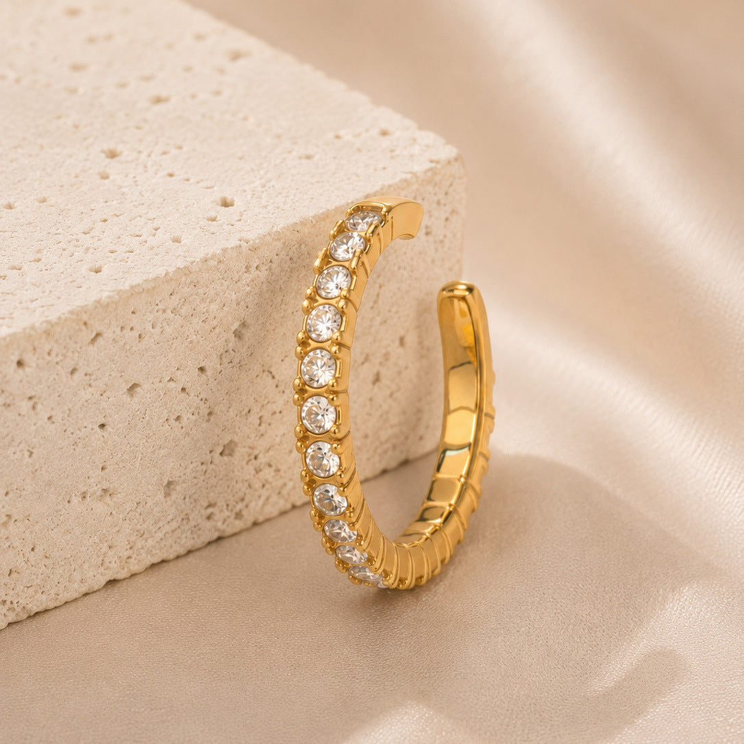 316L Stainless Steel 18K Gold PVD Zircon Inlaid Earrings Earrings - Zircon Inlaid Modern Earrings Wholesale Stainless Steel Jewelry - Sensitive Skin Friendly - Detail 3