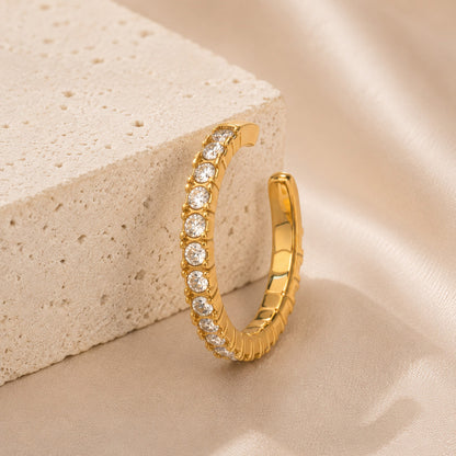 316L Stainless Steel 18K Gold PVD Zircon Inlaid Earrings Earrings - Zircon Inlaid Modern Earrings Wholesale Stainless Steel Jewelry - Sensitive Skin Friendly - Detail 3
